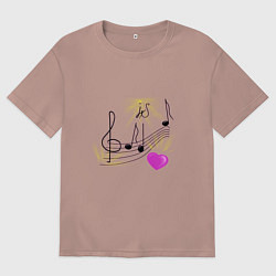 Мужская футболка оверсайз Музыка это моя любовь на светлом фоне