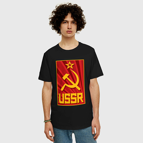 Мужская футболка оверсайз USSR style / Черный – фото 3