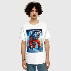 Футболка оверсайз мужская Далматинец бравый космонавт - нейроарт фантазия, цвет: белый — фото 2