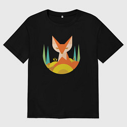 Футболка оверсайз мужская Forest fox, цвет: черный