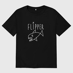 Футболка оверсайз мужская Kurt cobain flipper, цвет: черный
