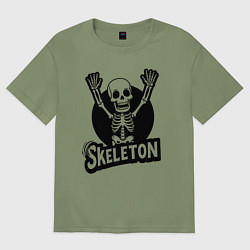 Футболка оверсайз мужская Skeleton с поднятыми руками, цвет: авокадо