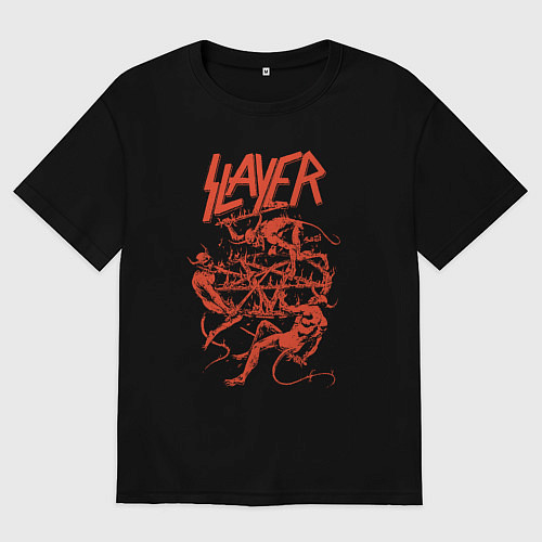 Мужская футболка оверсайз Slayer Demon Skull / Черный – фото 1