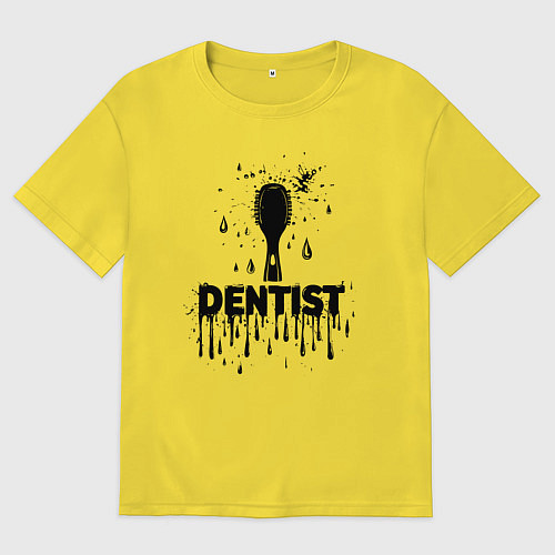 Мужская футболка оверсайз Стоматолог зубная щетка / Желтый – фото 1
