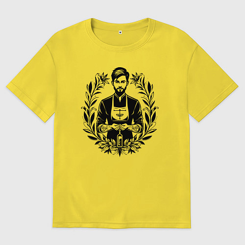 Мужская футболка оверсайз Фармацевт в цветочном ореоле / Желтый – фото 1