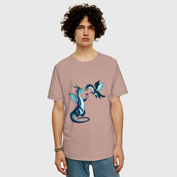 Футболка оверсайз мужская Драконья романтика, цвет: пыльно-розовый — фото 2