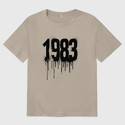 Футболка оверсайз мужская 1983 год в стиле граффити, цвет: миндальный