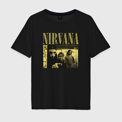 Мужская футболка оверсайз Nirvana foto band / Черный – фото 1