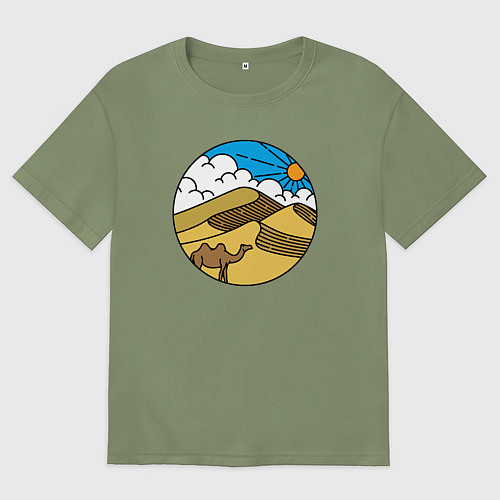 Мужская футболка оверсайз Desert camel / Авокадо – фото 1