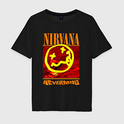 Футболка оверсайз мужская Nirvana smail, цвет: черный