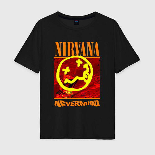 Мужская футболка оверсайз Nirvana smail / Черный – фото 1