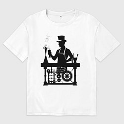 Футболка оверсайз мужская Бармен стимпанк, цвет: белый