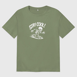 Мужская футболка оверсайз Скелет катается на скейте