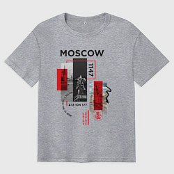 Футболка оверсайз мужская Москва коллаж, цвет: меланж