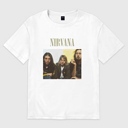 Футболка оверсайз мужская Nirvana band foto, цвет: белый