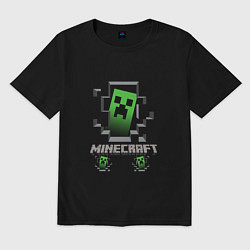 Футболка оверсайз мужская Minecraft крипер, цвет: черный