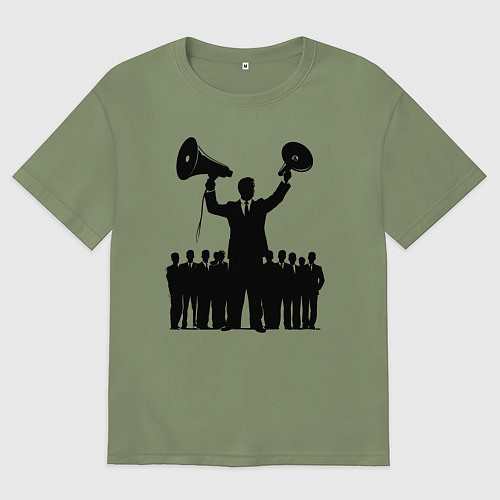Мужская футболка оверсайз Пиарщик с мегафонами / Авокадо – фото 1