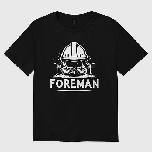 Мужская футболка оверсайз Прораб каска маска и очки / Черный – фото 1