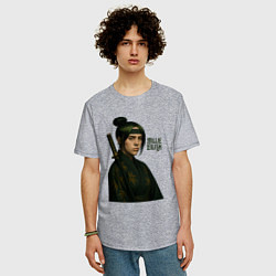 Футболка оверсайз мужская Билли Айлиш ниндзя, цвет: меланж — фото 2