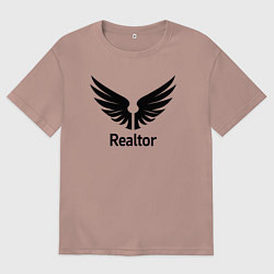 Футболка оверсайз мужская Крылатый риелтор, цвет: пыльно-розовый