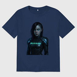 Футболка оверсайз мужская Билли Айлиш в космическом костюме, цвет: тёмно-синий