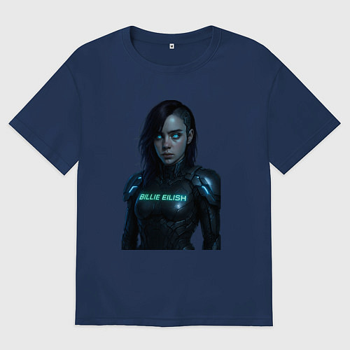 Мужская футболка оверсайз Билли Айлиш в космическом костюме / Тёмно-синий – фото 1