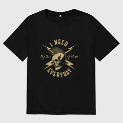 Футболка оверсайз мужская Моя доза рока, цвет: черный