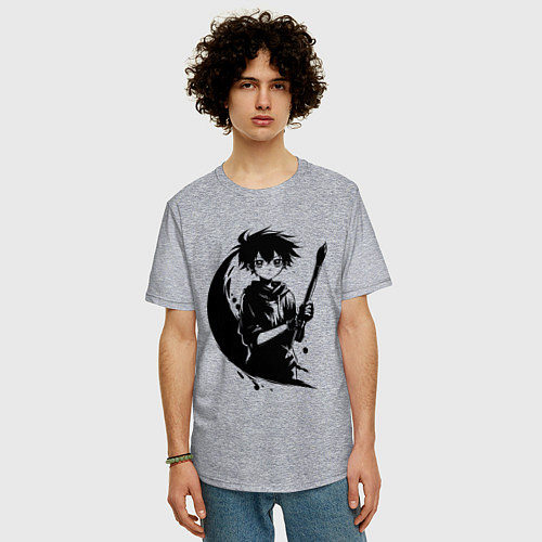 Мужская футболка оверсайз Художник с кистью аниме / Меланж – фото 3