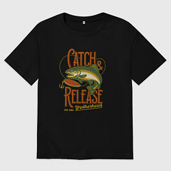 Футболка оверсайз мужская Поймать и отпустить, цвет: черный