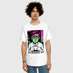 Футболка оверсайз мужская Уставший фрилансер, цвет: белый — фото 2