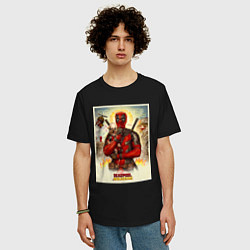 Футболка оверсайз мужская Дэдпул стоит, цвет: черный — фото 2