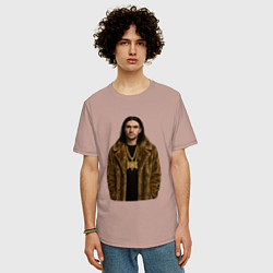 Футболка оверсайз мужская Bones в шубе, цвет: пыльно-розовый — фото 2