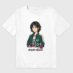 Футболка оверсайз мужская Игрок 067 в аниме стиле, цвет: белый