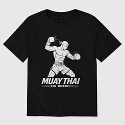 Футболка оверсайз мужская Муай Тай аниме, цвет: черный