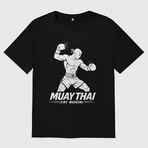 Мужская футболка оверсайз Муай Тай аниме / Черный – фото 1
