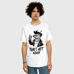 Футболка оверсайз мужская Bender - punks not dead motto, цвет: белый — фото 2
