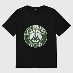 Футболка оверсайз мужская Милуоки Бакс - команда, цвет: черный