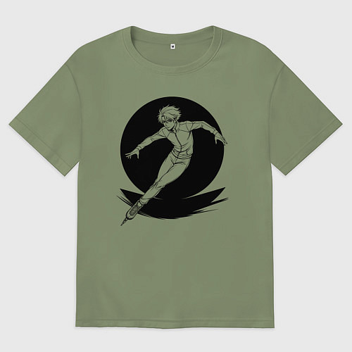 Мужская футболка оверсайз Конькобежец аниме / Авокадо – фото 1