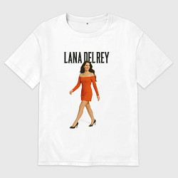 Футболка оверсайз мужская Lana Del Rey в оранжевом платье, цвет: белый