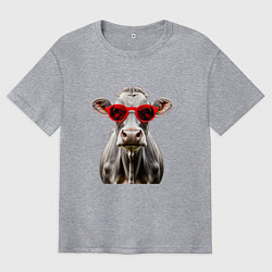 Мужская футболка оверсайз Корова в очках
