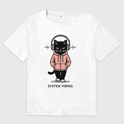 Футболка оверсайз мужская Sigma cat 3, цвет: белый