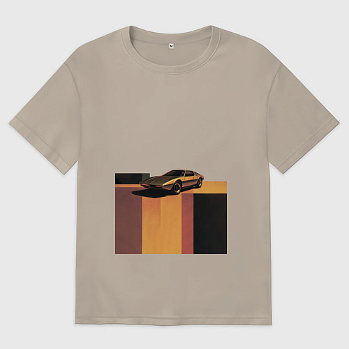Мужская футболка оверсайз Ретрофутуризм спорткар поп-арт 1970-е / Миндальный – фото 1