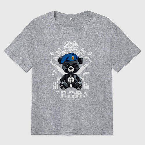 Мужская футболка оверсайз Медведь десантник ВДВ / Меланж – фото 1