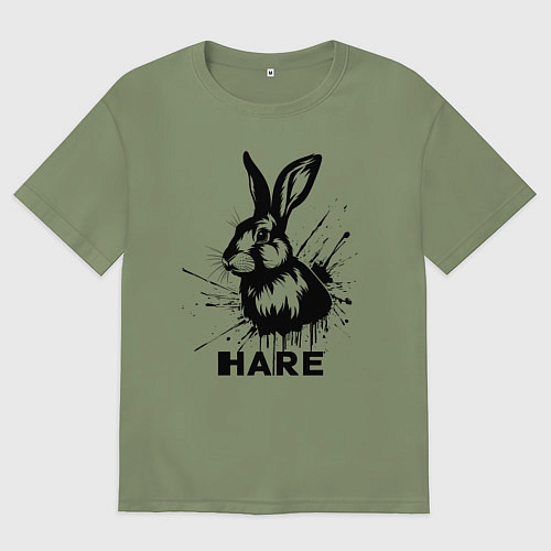 Мужская футболка оверсайз Графический заяц / Авокадо – фото 1