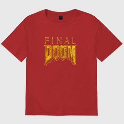 Футболка оверсайз мужская Doom final gold logo, цвет: красный