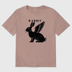 Футболка оверсайз мужская Кролик с крыльями, цвет: пыльно-розовый