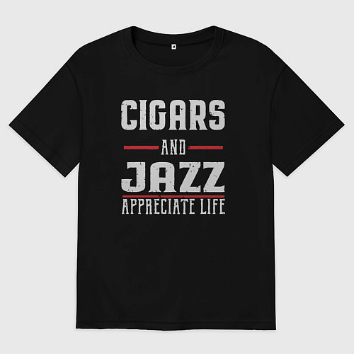 Мужская футболка оверсайз Сигары и джаз - цени жизнь / Черный – фото 1