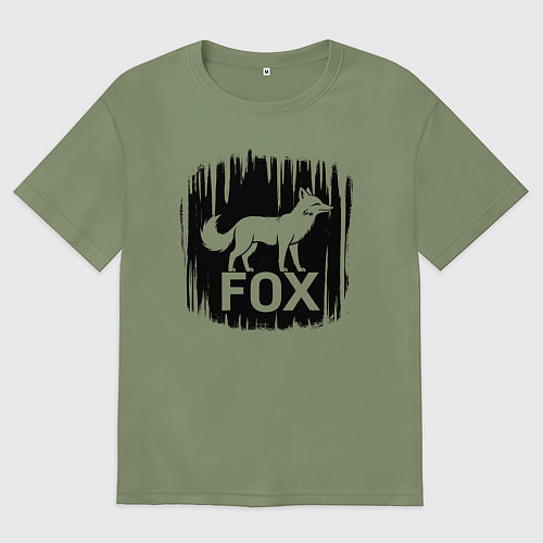 Мужская футболка оверсайз Лис в лесу / Авокадо – фото 1
