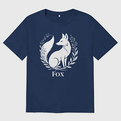 Футболка оверсайз мужская Лисий герб с венком, цвет: тёмно-синий