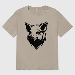 Мужская футболка оверсайз Свиная голова